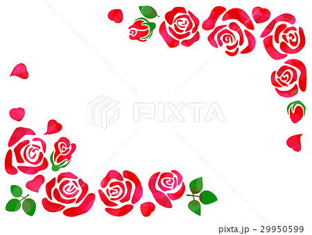 赤いバラのフレームのイラスト素材