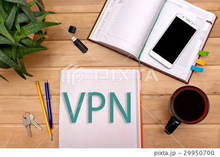 Notes VPN  in the Notepad on the Desk  29950700