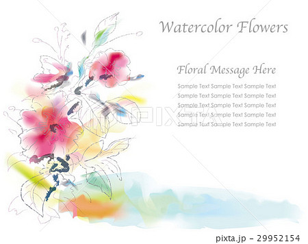水彩風 花のイラスト背景１のイラスト素材