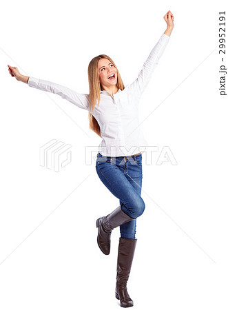 Young woman in white shirt with crossed arms Young woman in white shirt with crossed arms 29952191