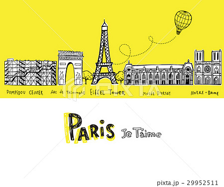 Paris city sights illustrations 29952511