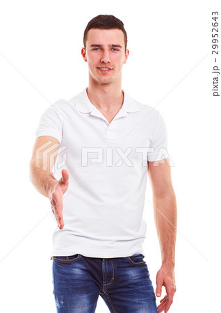 Smiling man in a white polo shirt Smiling man in a white polo shirt 29952643