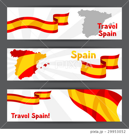 Banners with flag and map of Spain. 29953052