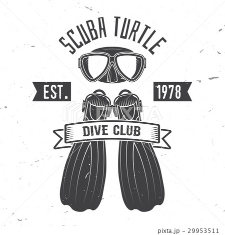 Scuba turtle dive club. Vector illustration. 29953511