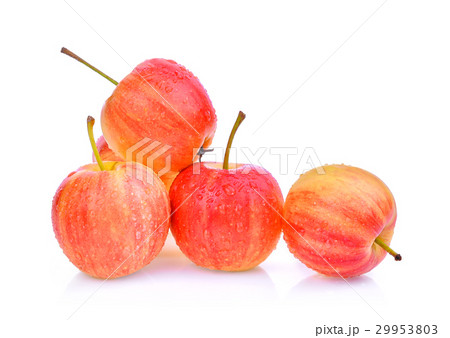 Dwarf Apple with drops of water isolated on white 29953803