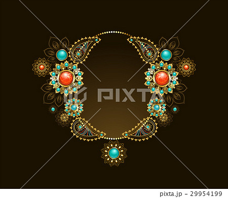 Frame with ethnic gold jewelry 29954199