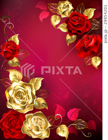 Greeting card with red jewelry roses 29954201