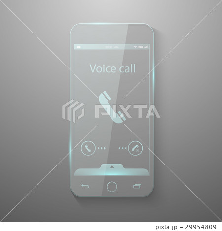 Realistic of glass smartphone with incoming call. Realistic of glass smartphone with incoming call. 29954809