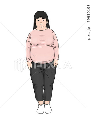 メタボリックシンドローム 肥満の女性のイラスト素材