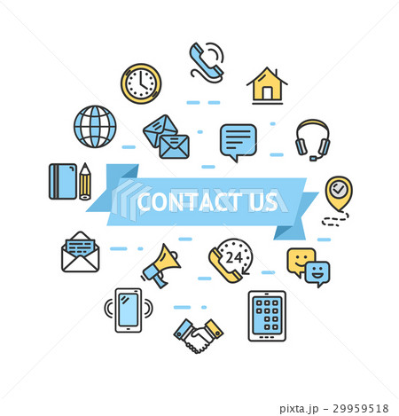 Contact Us Icon Round Design Template Thin Line Contact Us Icon Round Design Template Thin Line 29959518