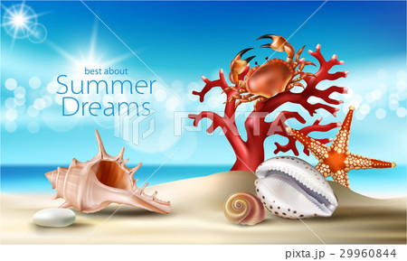 Vector turquoise background with summer sandy 29960844