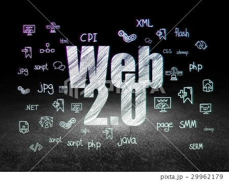 Web development concept: Web 2.0 in grunge dark 29962179