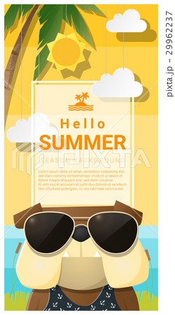 Hello summer background with dog wearing glasses 29962237