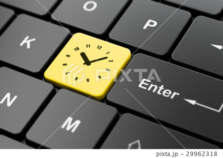 Timeline concept: Clock on computer keyboard 29962318