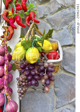 Spices and friut mixed in basket for decoration 29962461