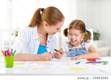 child girl painted postcard for mom to mother's day 29963680