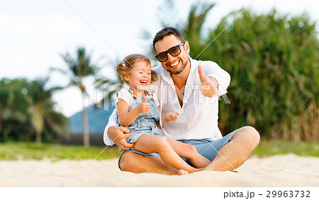 father's day. Dad and child daughter playing together outdoors o 29963732