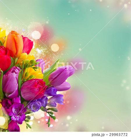 bouquet of bright spring flowers 29963772