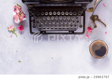 Workspace with vintage typewriter Workspace with vintage typewriter 29963797