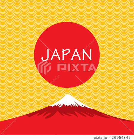 Fuji Volcano of Japan on gold Japanese background. Fuji Volcano of Japan on gold Japanese background. 29964345