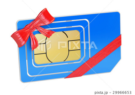 Sim Card with bow and ribbon closeup 29966653