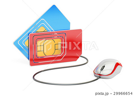 Sim card with computer mouse, online tech 29966654