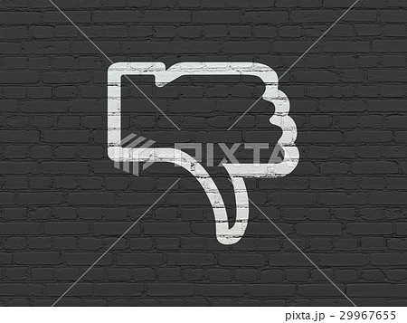 Social media concept: Thumb Down on wall 29967655
