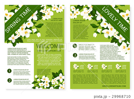 Vector spring time posters of white flowers wreath Vector spring time posters of white flowers wreath 29968710
