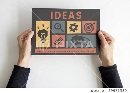 Hands with different creative icons banner Hands with different creative icons banner 29971589