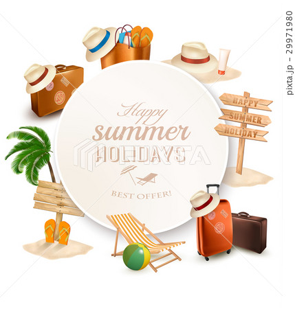 Set of vacation related icons. Vector. 29971980