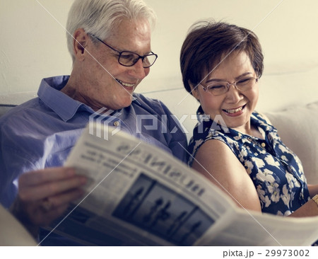 Senior Couple Read Newspaper Crochet 29973002