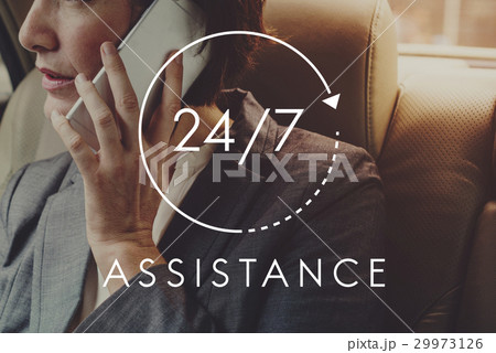 24/7 Help desk customer service overlay 29973126