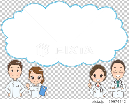 医療チームとふきだしのイラストのイラスト素材