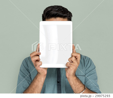 Man Hold Blank Digital Tablet Copy Space Man Hold Blank Digital Tablet Copy Space 29975293