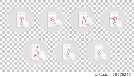いろいろなスマホの操作 タップ フリックなど のイラスト素材