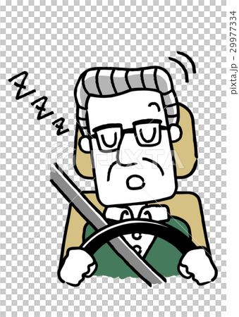 運転するシニア男性:居眠り運転 運転するシニア男性:居眠り運転 29977334