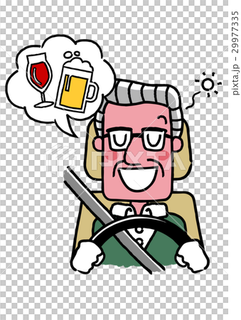 運転するシニア男性：お酒を飲んで運転 29977335
