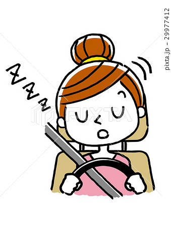 運転する女性:居眠り運転 運転する女性:居眠り運転 29977412