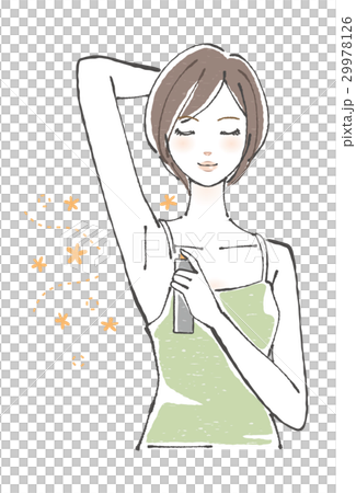 Women short hair using deodorant spray Women short hair using deodorant spray 29978126