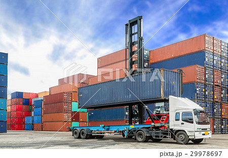 Containers at the Docks with Truck 29978697