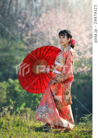 Asian woman wearing traditional Japanese Kimono Asian woman wearing traditional Japanese Kimono 29979325