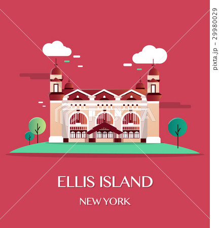 Ellis Island New York.Vector Illustration. 29980029