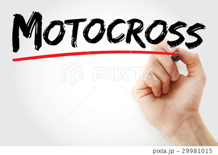 Hand writing Motocross with marker 29981015