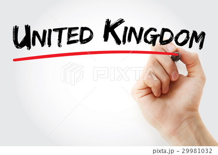 Hand writing United Kingdom with marker 29981032