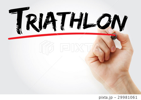 Hand writing Triathlon with marker 29981061