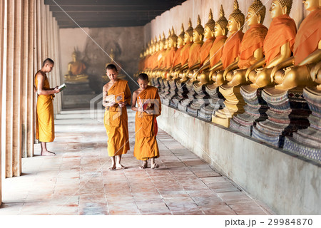 Novices at temple in Ayutthaya Historical Park 29984870