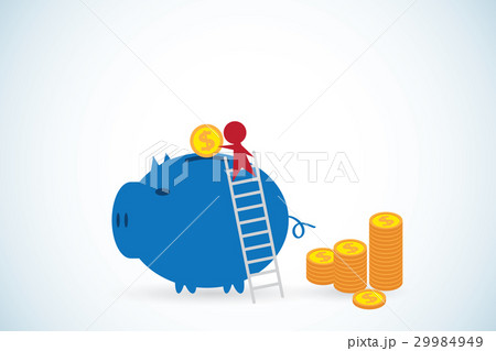 businessman putting coin in piggy bank 29984949