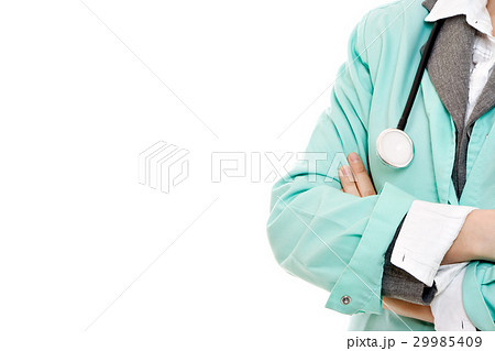 Woman doctor with stethoscope on a white background Woman doctor with stethoscope on a white background 29985409