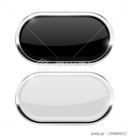 Oval buttons. Black and white web icons with 29986022