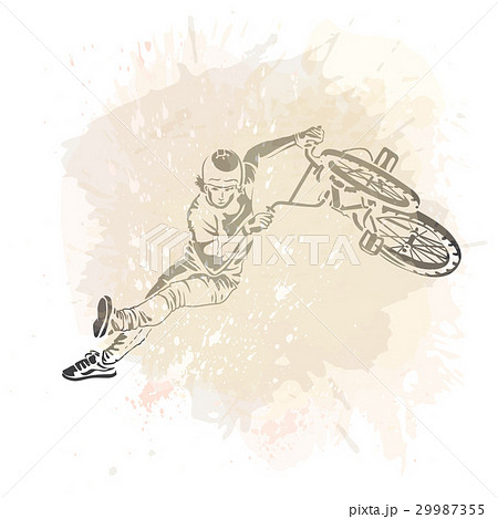Rider jumping on a artistic abstract background. のイラスト素材 [29987355] - PIXTA